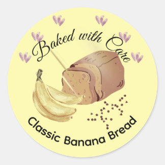 Pegatina Redonda Classic Banana Bread Bakery Product Label