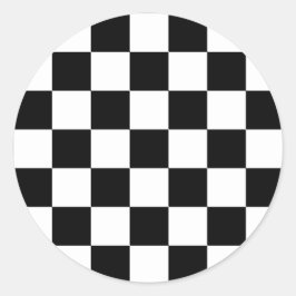 Pegatina Redonda Classic black checkerboard