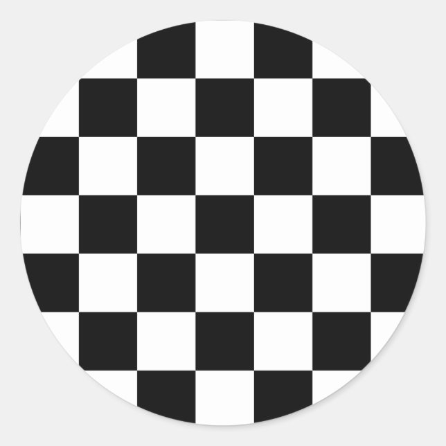 Pegatina Redonda Classic black checkerboard (Anverso)