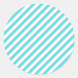 Pegatina Redonda Classic blue and white diagonal stripes