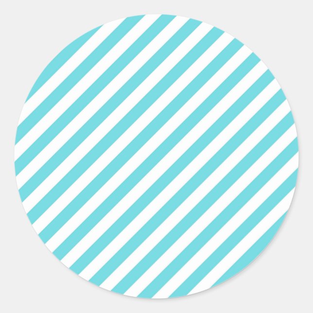 Pegatina Redonda Classic blue and white diagonal stripes (Anverso)