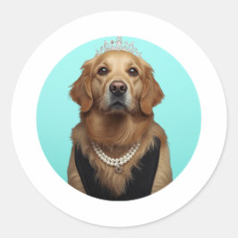 Pegatina Redonda Classic Chic Breakfast Poster Golden Retriever