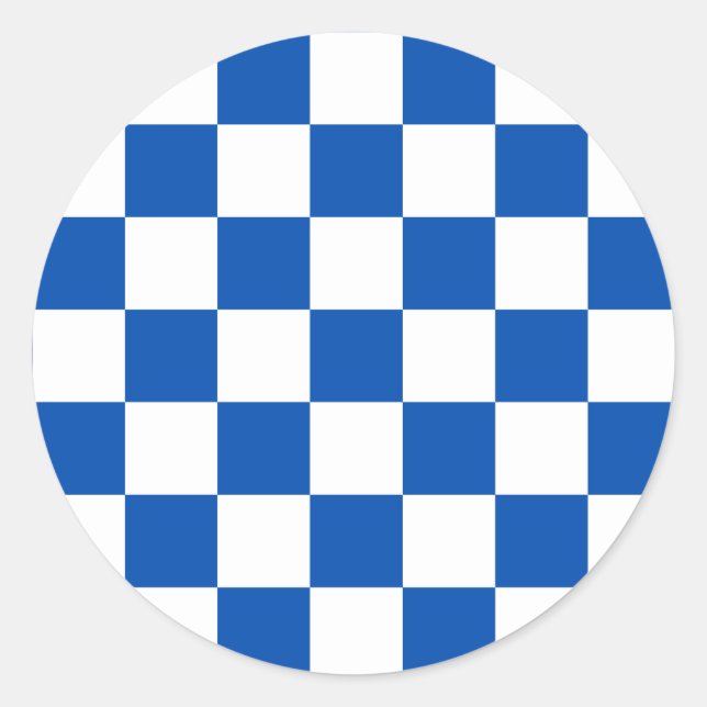 Pegatina Redonda Classic cobalt blue checkerboard (Anverso)