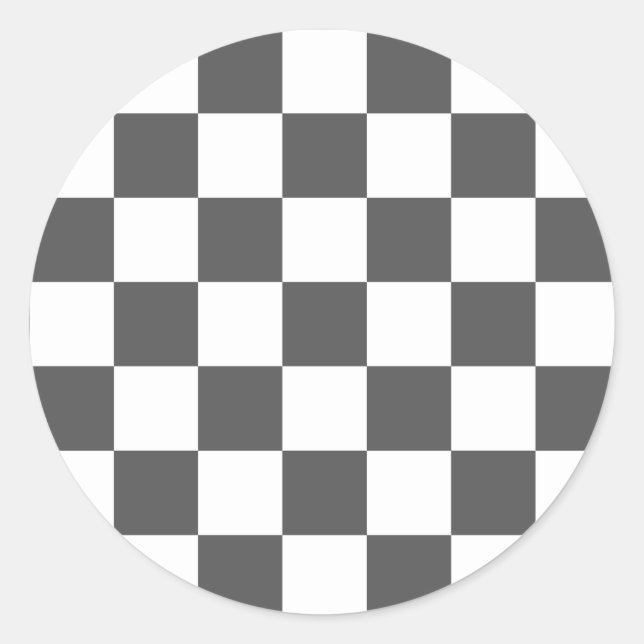 Pegatina Redonda Classic dark grey checkerboard (Anverso)