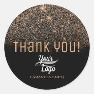 Pegatina Redonda Classic Gold Purpurina Stars Luxury Glam Gracias