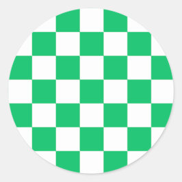 Pegatina Redonda Classic green checkered
