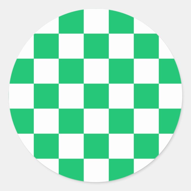 Pegatina Redonda Classic green checkered  (Anverso)