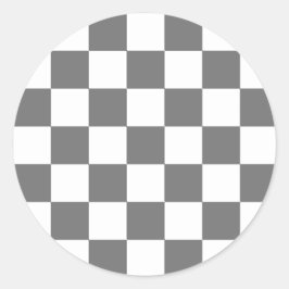 Pegatina Redonda Classic grey checkerboard