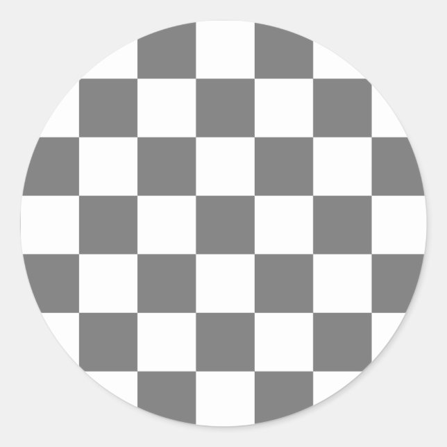 Pegatina Redonda Classic grey checkerboard (Anverso)