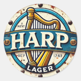 Pegatina Redonda Classic Harp Lager Beer Logo Round
