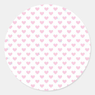 Pegatina Redonda Classic Hearts Rosa Claro - Blanco