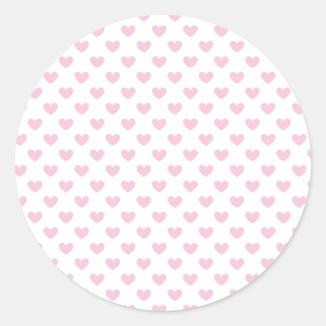 Pegatina Redonda Classic Hearts Rosa Claro - Blanco (Anverso)