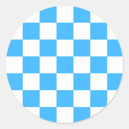 Pegatina Redonda Classic light blue checkerboard