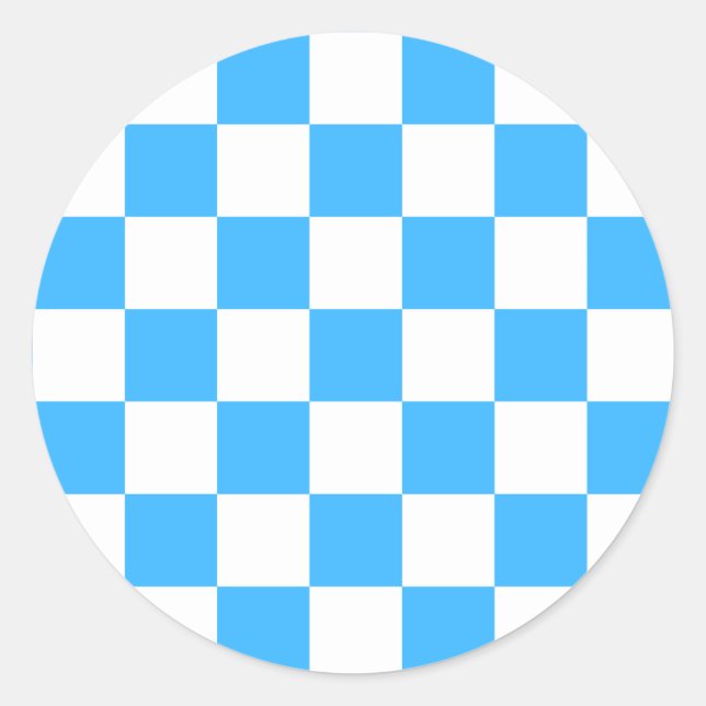 Pegatina Redonda Classic light blue checkerboard  (Anverso)