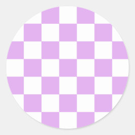Pegatina Redonda Classic light lavender checkerboard