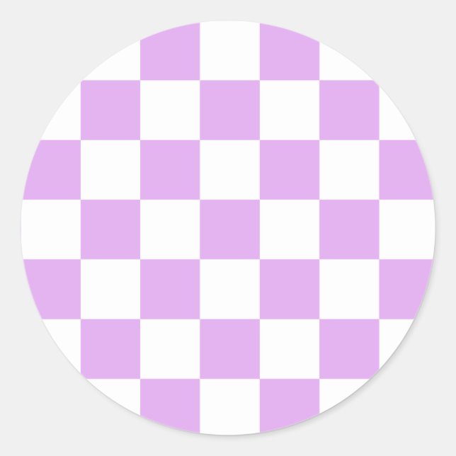 Pegatina Redonda Classic light lavender checkerboard  (Anverso)