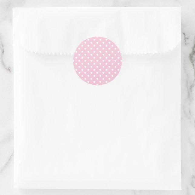 Pegatina Redonda Classic Polka Dot White - Light Pink (Bolso)