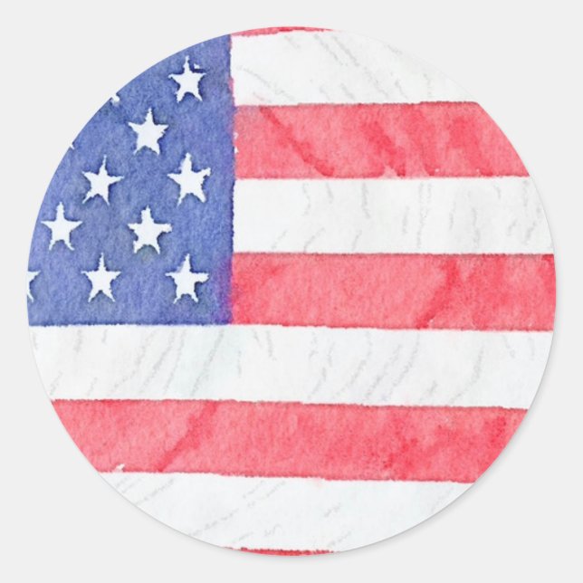 Pegatina Redonda Classic Round American Flag Sticker (Anverso)