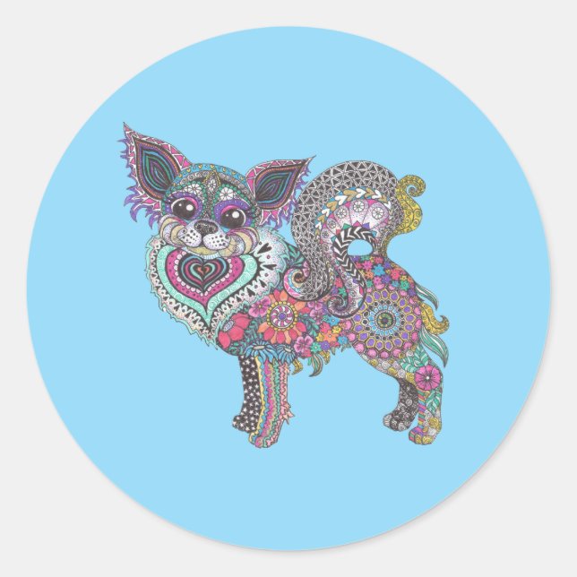Pegatina Redonda Classic Round Chihuahua Sticker (Anverso)