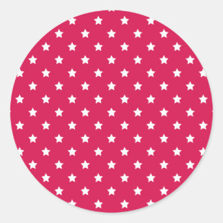 Pegatina Redonda Classic Stars White - Raspberry