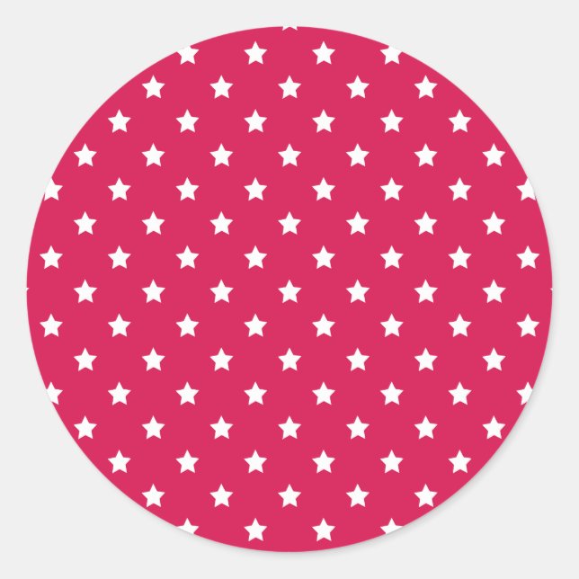 Pegatina Redonda Classic Stars White - Raspberry (Anverso)