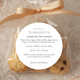 Pegatina Redonda Classic Typography Bakery Ingredient Product