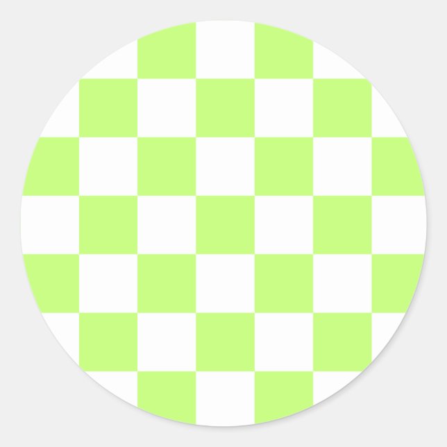 Pegatina Redonda Classic visual lime checkerboard  (Anverso)
