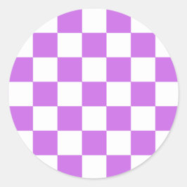 Pegatina Redonda Classic visual magenta checkerboard