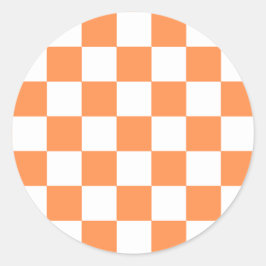 Pegatina Redonda Classic visual orange checkerboard