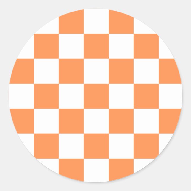 Pegatina Redonda Classic visual orange checkerboard  (Anverso)