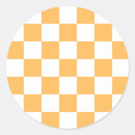 Pegatina Redonda Classic visual peach checkerboard