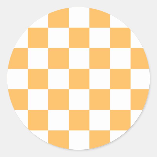 Pegatina Redonda Classic visual peach checkerboard  (Anverso)