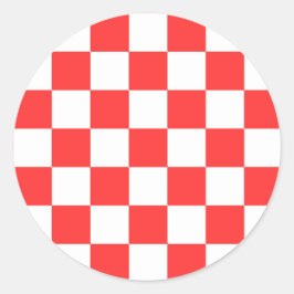 Pegatina Redonda Classic visual red checkerboard