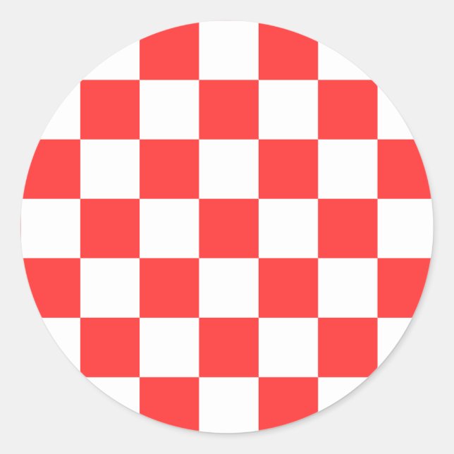Pegatina Redonda Classic visual red checkerboard  (Anverso)