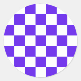 Pegatina Redonda Classic visual violet checkerboard