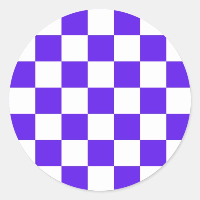 Pegatina Redonda Classic visual violet checkerboard  (Anverso)