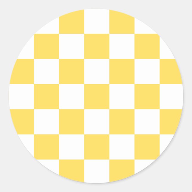 Pegatina Redonda Classic visual yellow checkerboard  (Anverso)