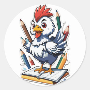 Pegatina Redonda Classroom Chick - Inspiración de vuelta a la escue