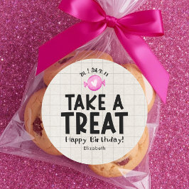Pegatina Redonda Classroom Treat Birthday Heart Candy Simple