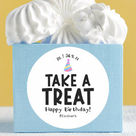 Pegatina Redonda Classroom Treat Birthday Party Hat Simple