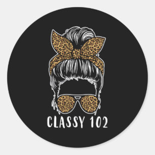 Pegatina Redonda Classy 102 Messy Bun Leopard