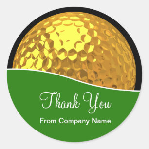 Pegatina Redonda Classy Golf Gold Tone Golf Ball Gracias A Los Pega