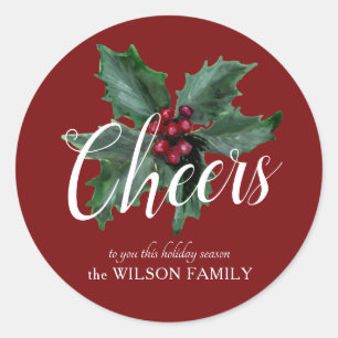 Pegatina Redonda Classy Holly Christmas Stickers