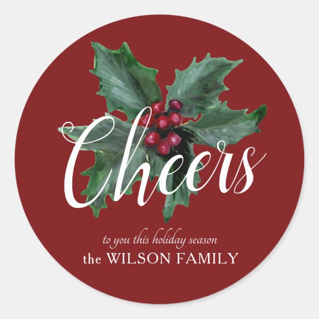Pegatina Redonda Classy Holly Christmas Stickers (Anverso)