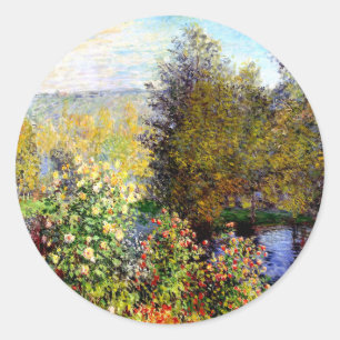 Pegatina Redonda Claude Monet A Corner of the Garden At Montgeron