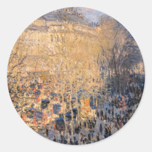 Pegatina Redonda Claude Monet - Boulevard des Capucines en París