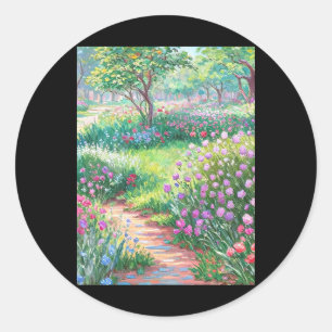 Pegatina Redonda Claude Monet El Jardín del Artista en Giverny Pega