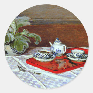 Pegatina Redonda Claude Monet - El Juego de Té,