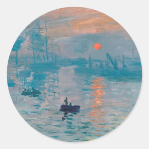 Pegatina Redonda Claude Monet Impresión Amanecer Francés