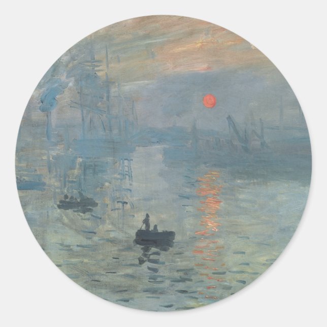 Pegatina Redonda Claude Monet Impression Sunrise Soleil Levant (Anverso)
